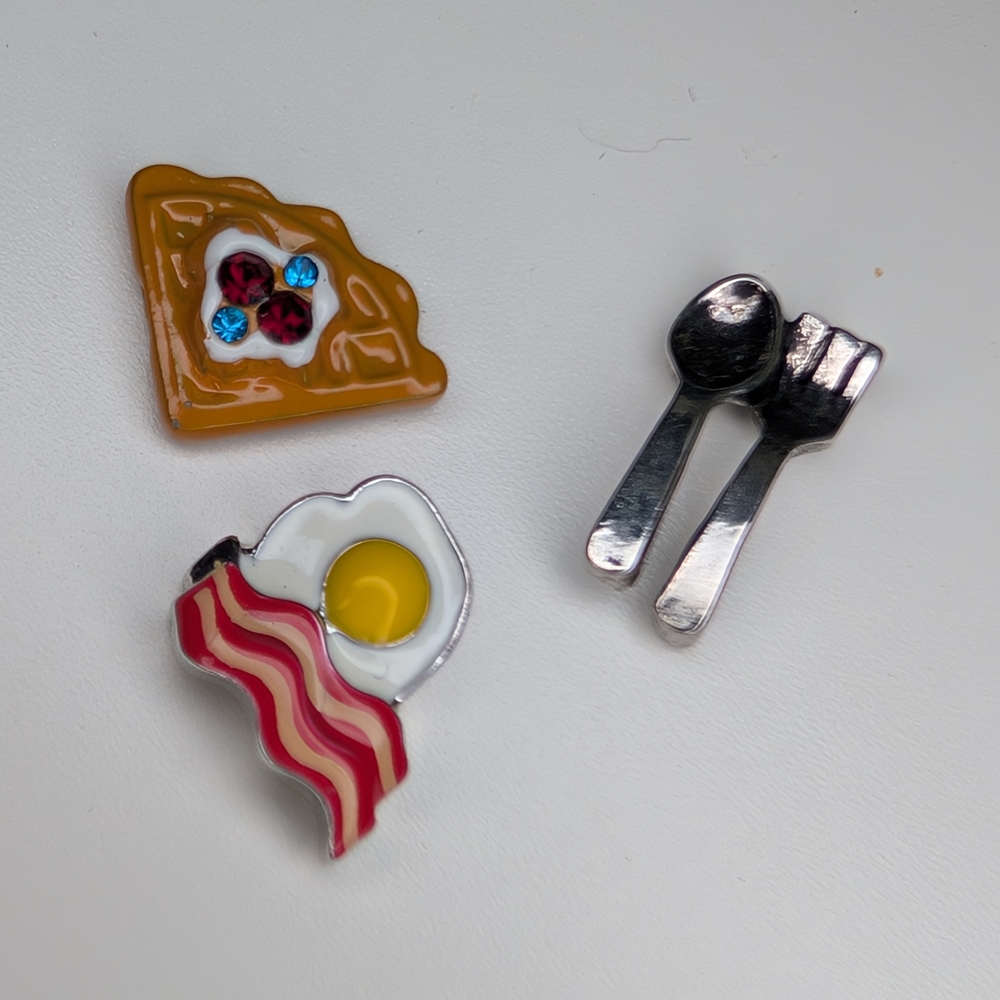 Origami Owl Breakfast Charm Set - Silver, Red, Yellow, Blue